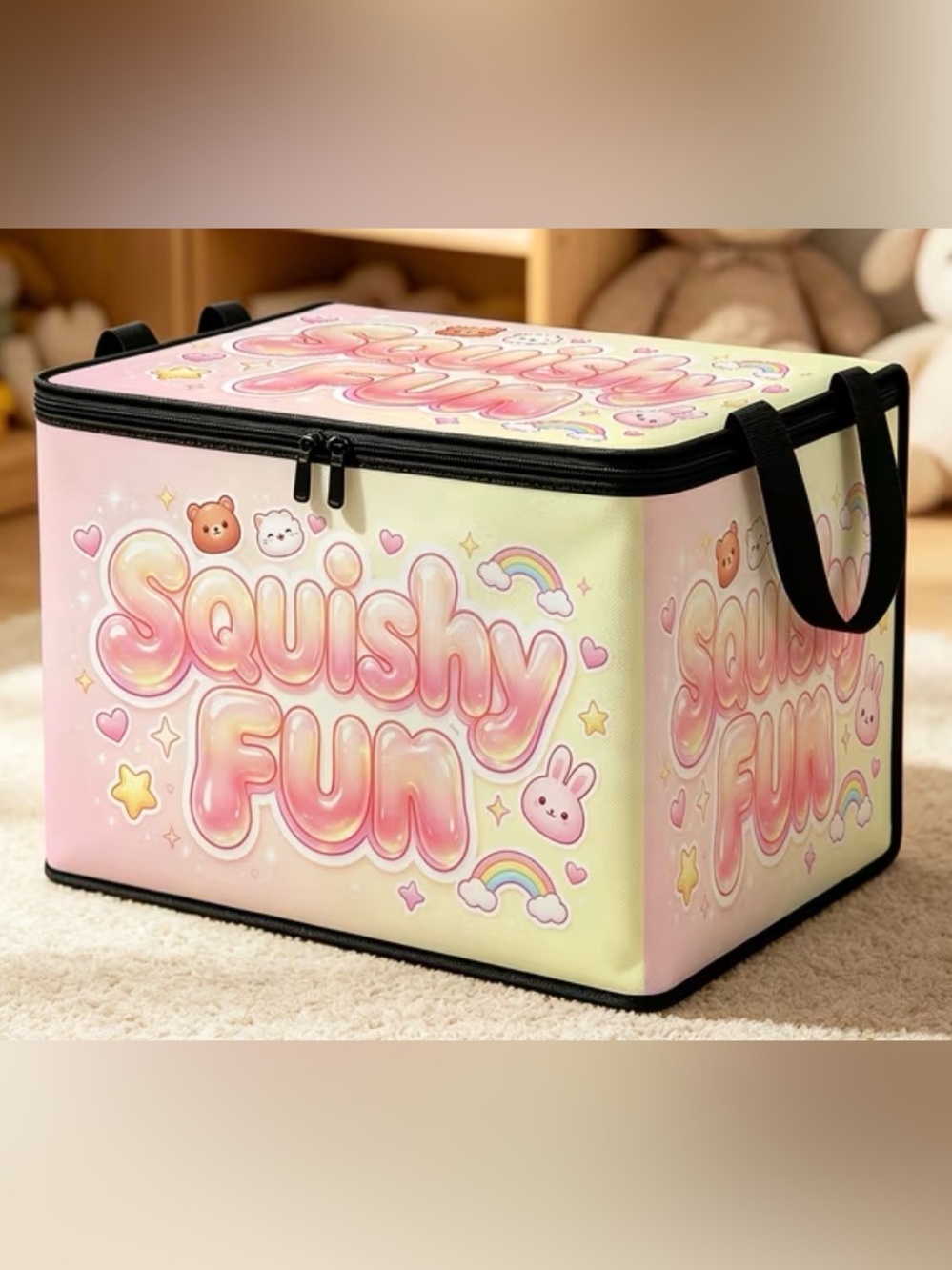 Squishy Fun Kids Storage Box – Pastel Pink Organizer